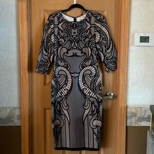 NWOT ECI New York polyester/spandex 3/4 length sleeve dress, Size 4